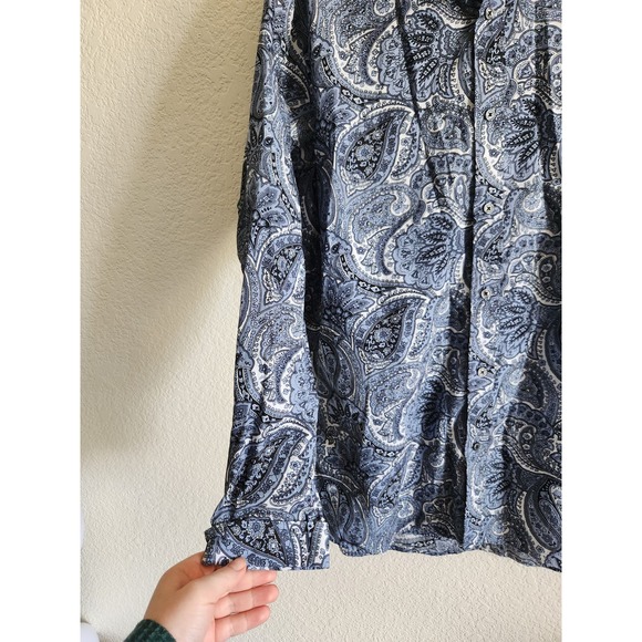 Michael Kors Men's Paisley Button Up Long Sleeve Shirt XL - Picture 4 of 9